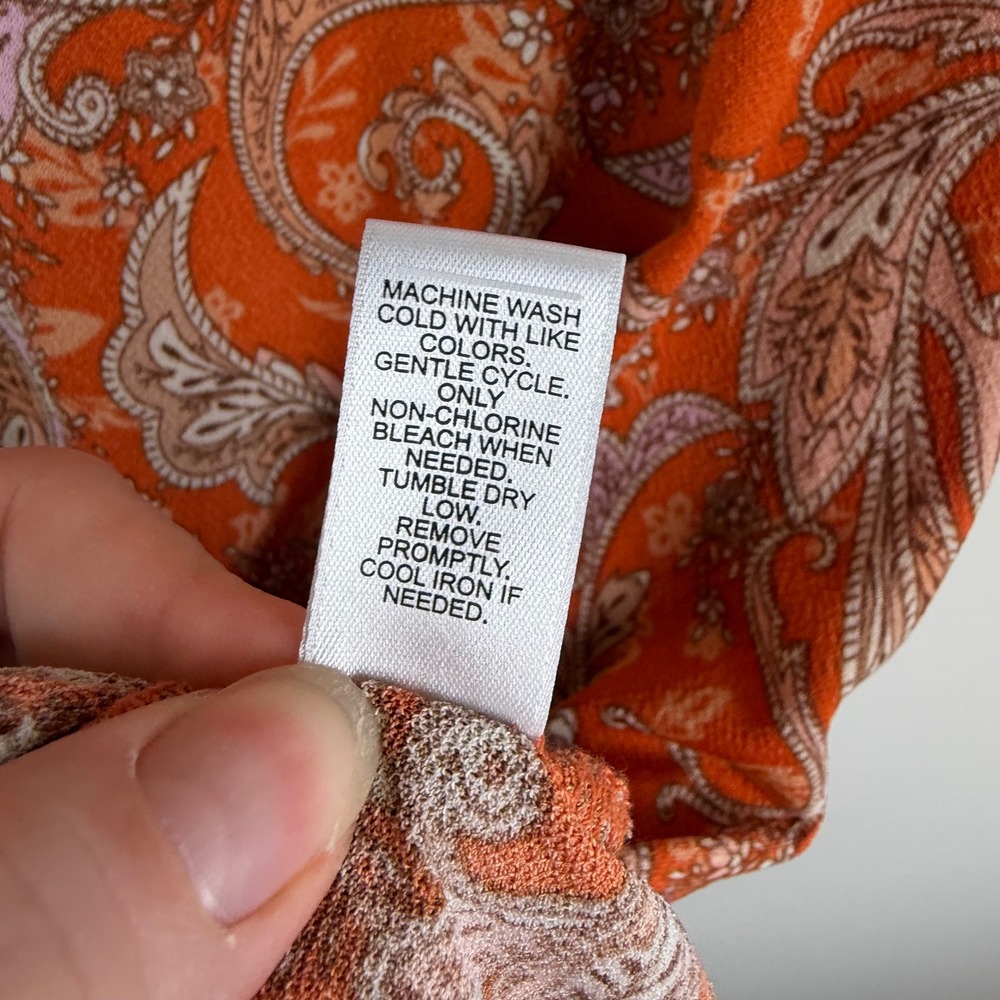 Cato Paisley Lace Up Top Size 18/20W Orange Boho Stretch Comfy Artsy Lightweight - Picture 7 of 9